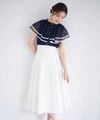 tocco closet/パール釦バイカラーフリルケープレースブラウス/506088049