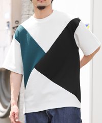 LUXSTYLE/梨地カラー切り替え半袖Tシャツ/Tシャツ 半袖 メンズ レディース 半袖Tシャツ 春 夏 ビッグシルエット バイカラー/506099923