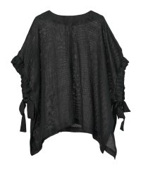 MICA&DEAL/side ribbon linen poncho/506099999