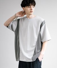 Rocky Monroe/Tシャツ 半袖 切替 異素材 メンズ レディース カットソー オーバーサイズ ビッグシルエット クルーネック カジュアル シンプル ストレッチ リラックス ゆっ/506100265