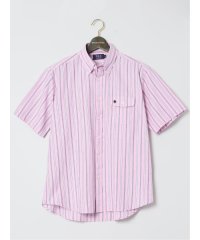 GRAND-BACK/【大きいサイズ】ポロ/POLO リネン混ストライプ ボタンダウン半袖シャツ メンズ シャツ カジュアル トップス インナー 半袖 ギフト プレゼント ライトアウ/506100425