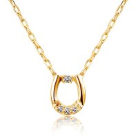 JEWELRY SELECTION/[ララクリスティー] LARA Christie ダイヤモンド ホースシュー ネックレス 3石 計0.03ct K18 イエローゴールド lp71－0013－y/506101193