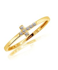 JEWELRY SELECTION/[ララクリスティー] LARA Christie ゴールド リング 指輪 ダイヤモンド 計0.05ct パヴェ クロス K18 7号 lr71－0004－yg－/506101293