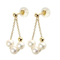 JEWELRY SELECTION/[ララクリスティー] LARA Christie あこや真珠 パール 2way フープ ロング ピアス K18 イエローゴールド PEARL パール コレクショ/506101392