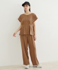 VIS/【d fashion/MAGASEEK別注】【セットアップ】 美easyリネンライクウエスト切り替えブラウス＆ワイドパンツ【接触冷感・洗える】/506101786