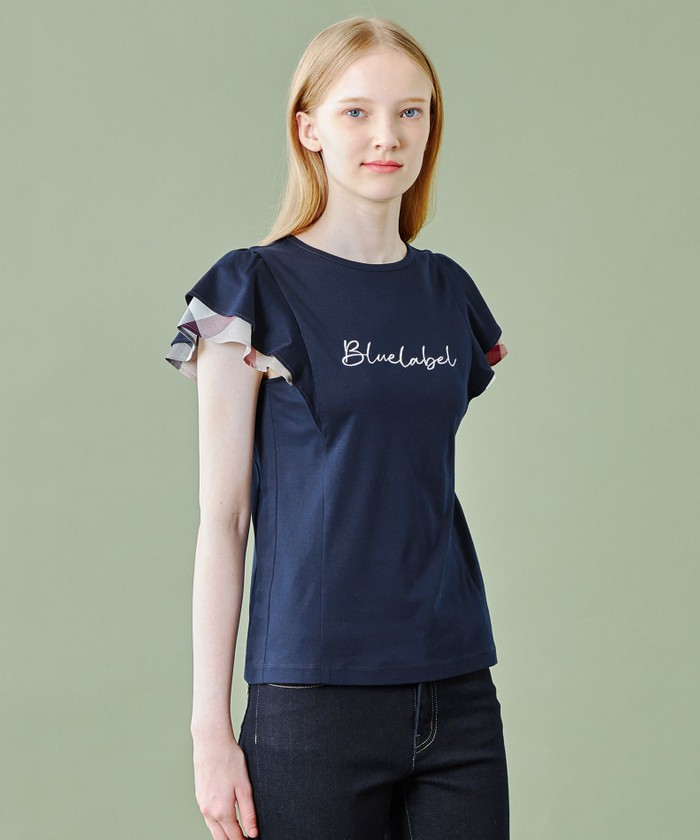 美品✨クレストブリッジ バイオシルケットスムースフリルスリーブカットソー BLUE LABEL CRESTBRIDGE（ブルーレーベルクレストブリッジ）の