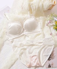 Lace Ladies/レース ドッキング レイヤード ノンワイヤー ブラ&ショーツ/506099159