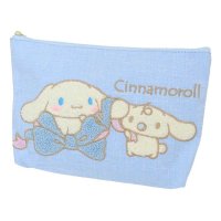 cinemacollection/シナモロール コスメポーチ サガラ刺繍BIGフラットポーチ サンリオ ヤスダ通商 メイクポーチ 女の子 プレゼント キャラクター グッズ /506100730