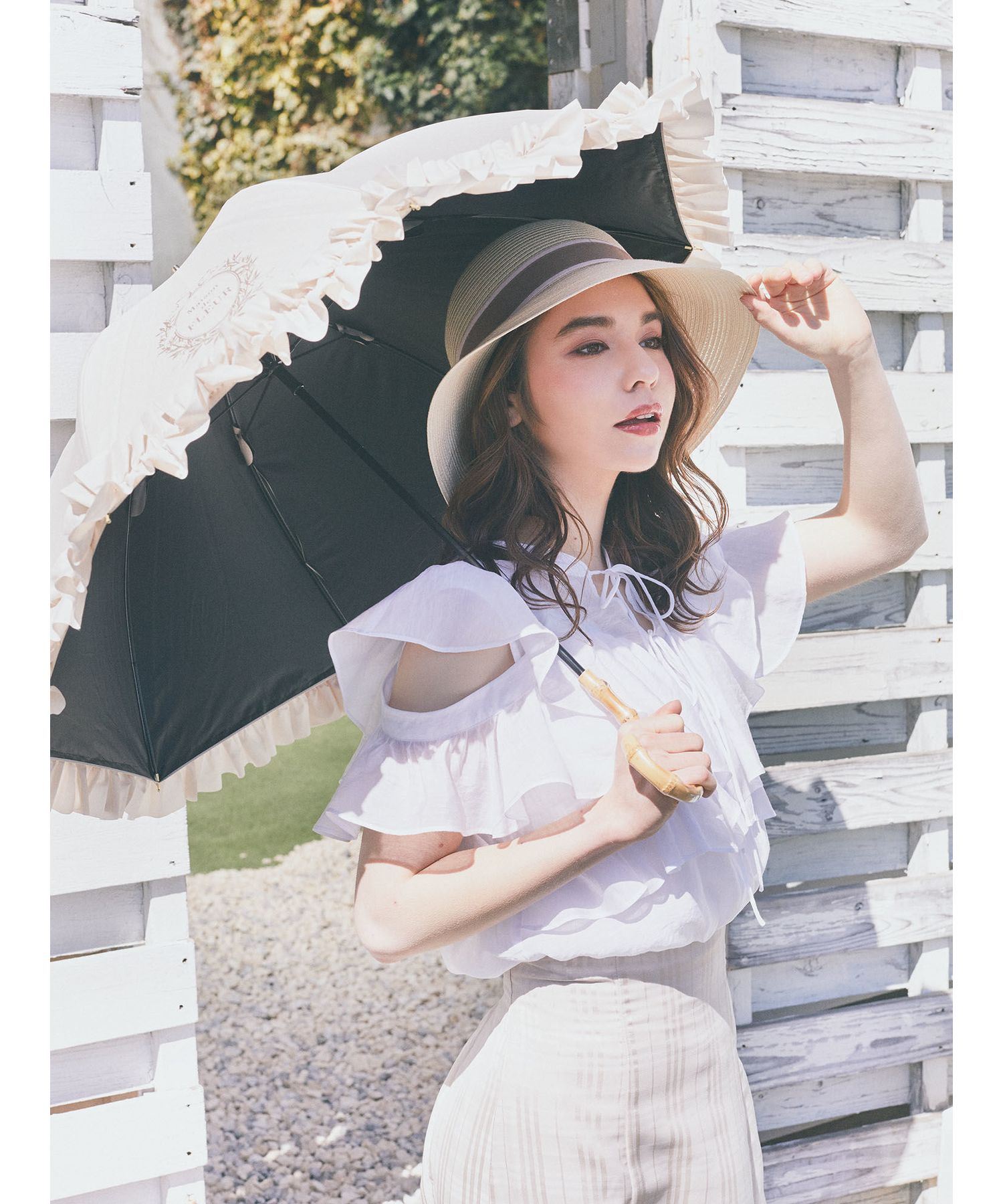 メゾン ド フルール Maison de FLEUR 遮光&UV CUT フリル傘