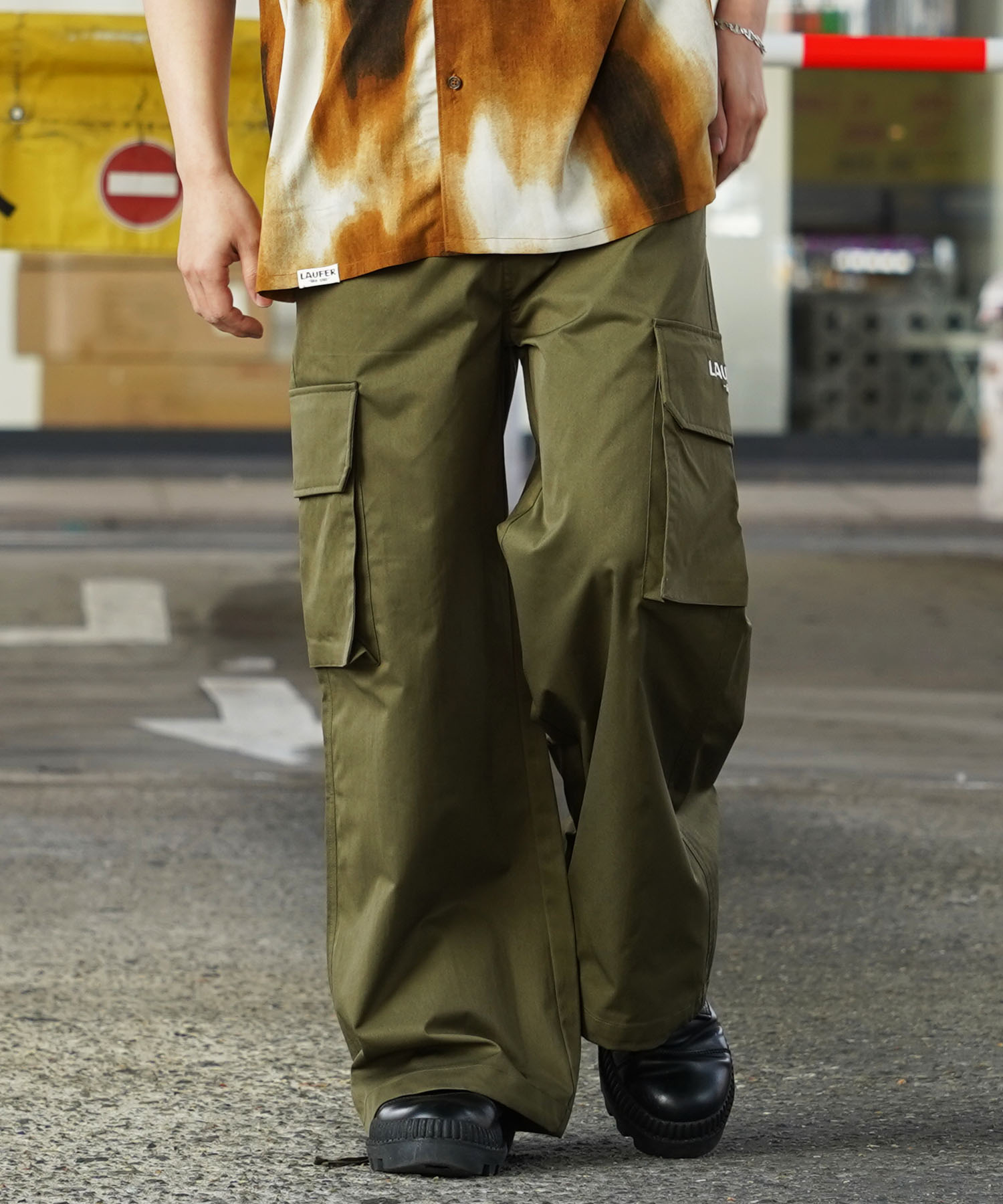 FDMTL ブラックカーゴパンツ XL カーゴパンツ 「welise×翔」モードギミックワイドカーゴパンツ