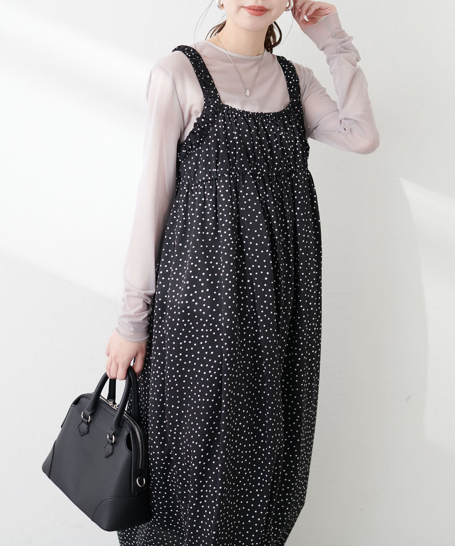 クーポン】【セール 50%OFF】【natural couture】肩ひもギャザー