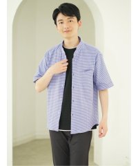TAKA-Q/タカキュー TAKA－Q ストレッチ ギンガムサッカー スタンドカラー半袖シャツ メンズ シャツ カジュアル トップス インナー 半袖 ギフト プレゼント ライ/506107441