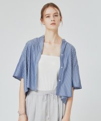 cloenc/クロエンス cloenc サマーストライプバックギャザーシャツ/506107950