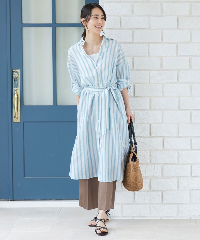 自由区 - 美品 自由区 リネン シャツ ブルーグレーの通販 by