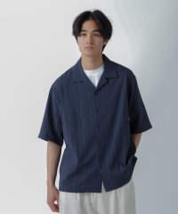 nano・universe/ローンストライプ オープンカラー ビッグシャツ 半袖/505994896