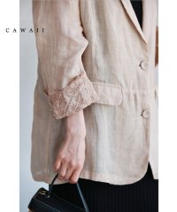 CAWAII/折り返し刺繍袖の涼しく羽織れる上質リネンジャケット/506121297