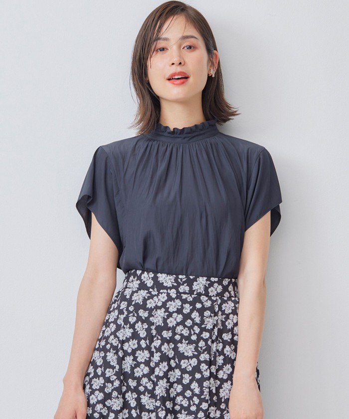 セール 30%OFF】【前後着用可】ギャザーライトデシン ブラウス