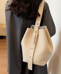 ninon/フロージュ florge 【7段階調節の肩紐】2WAY シュリンクPUレザー縦型バケツバッグ/トートバッグ/ワンハンドルバッグ/506122070