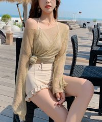 MAISON BREEZE/メゾンブリーズ MAISON BREEZE 【MAISON BREEZE】シアーラメトップス フリル ハイウエスト 水着 スイムウェア 水着セット ビキニ 3点/506040164