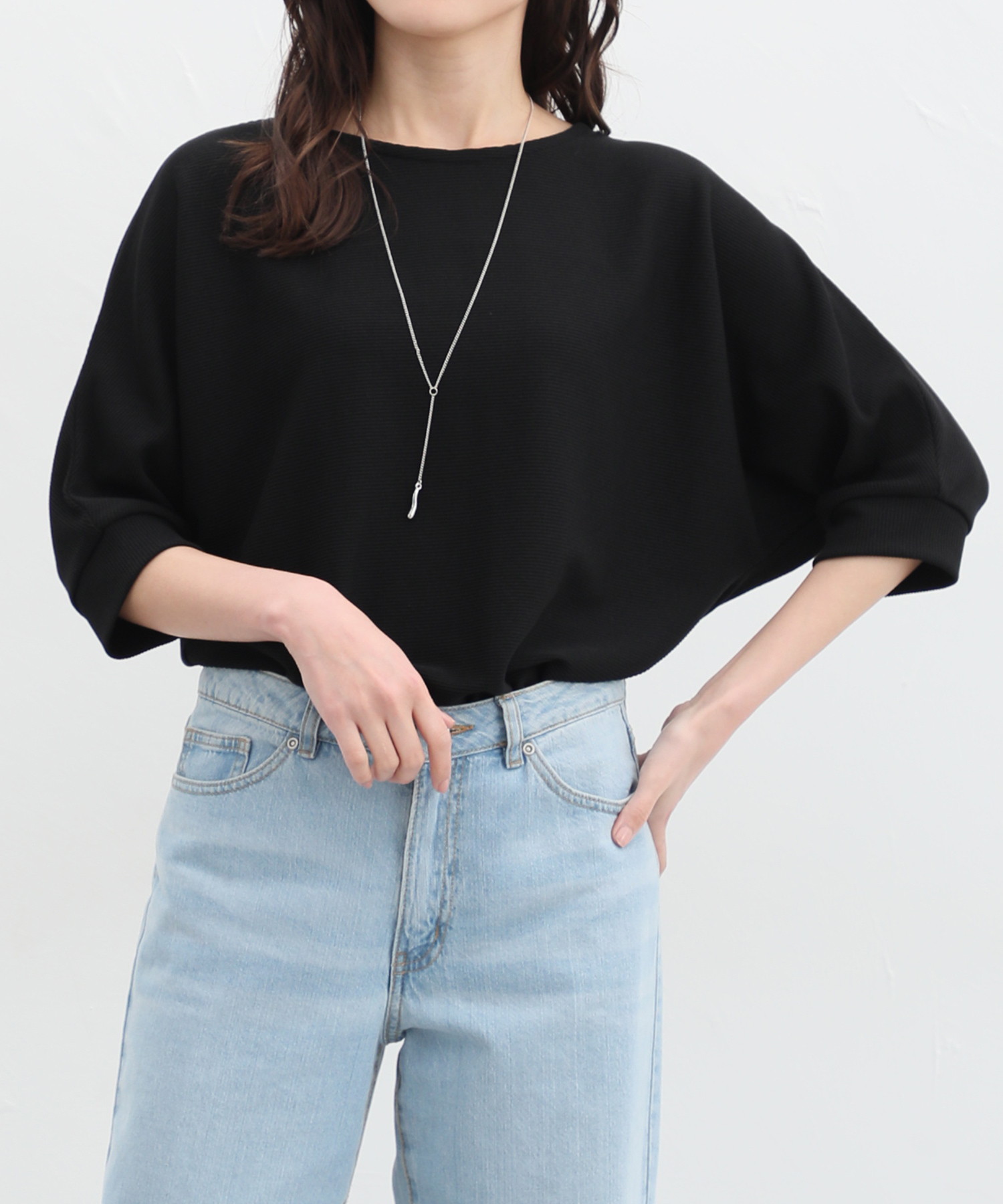 ハニーズ Honeys 6分袖アクセ付ドルマン トップス カットソー UV