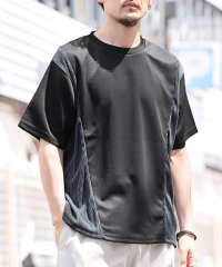 LUXSTYLE/異素材切り替え半袖Tシャツ/Tシャツ 半袖 トップス メンズ レディース 切り替え 異素材 プリーツ ビッグシルエット/506123576