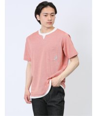 TAKA-Q/さまになる フェイクレイヤード キーネック半袖Tシャツ/506125686