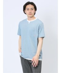 TAKA-Q/さまになる フェイクレイヤード キーネック半袖Tシャツ/506125686