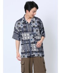 m.f.editorial/レーヨン幾何学柄 オープンカラー半袖シャツ/506126142