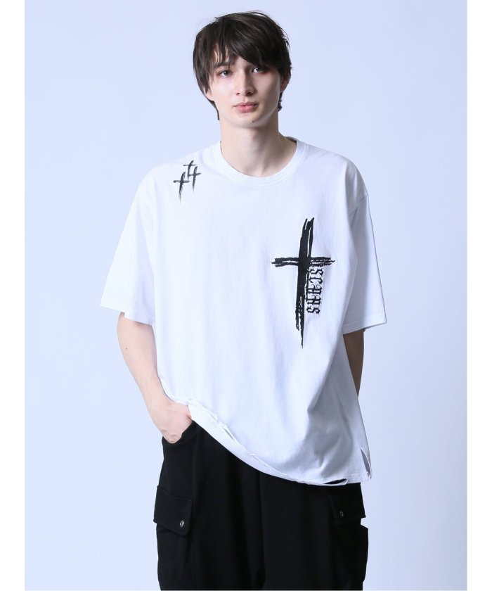 クロスグランジ クルーネック半袖Tシャツ メンズ Tシャツ