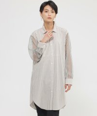 EVEX by KRIZIA/【ウォッシャブル】シアーコンビストライプロングシャツ/506060150