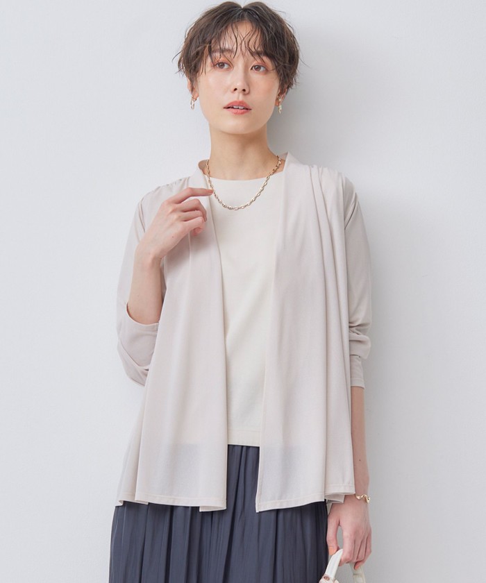【新品タグ付】組曲 UVケア パウダリージョーゼットカーディガン アイボリー M セール 40%OFF】【UVケア・冷房対策】パウダリージョーゼット
