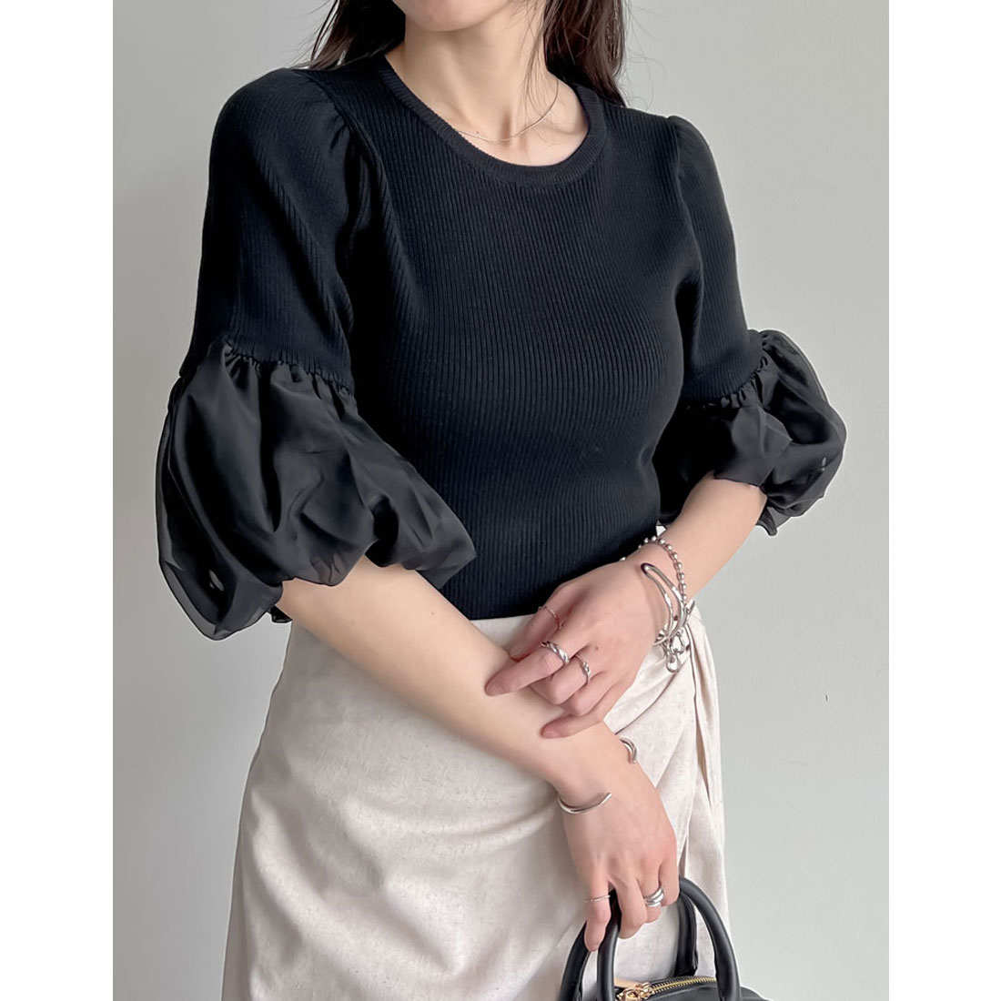 Chloé レースパネル リブニット トップ