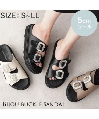 Lirio blanco/リリオブランコ Lirio blanco サンダル 厚底サンダル レディース ダブルベルトサンダル ビジュー 歩きやすい 旅行 疲れない ローヒール スリッパサ/506165191