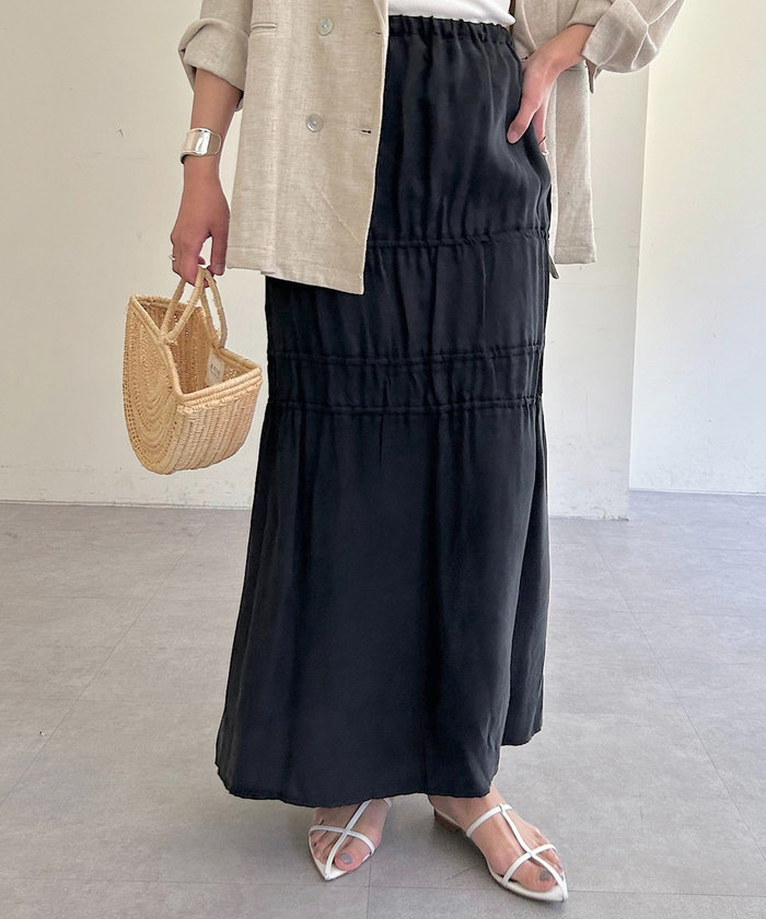 【国内発送】Ferragamo コルセットスカート ロング アウトレット セール】【SHENERY】ギャザーティアードロングスカート