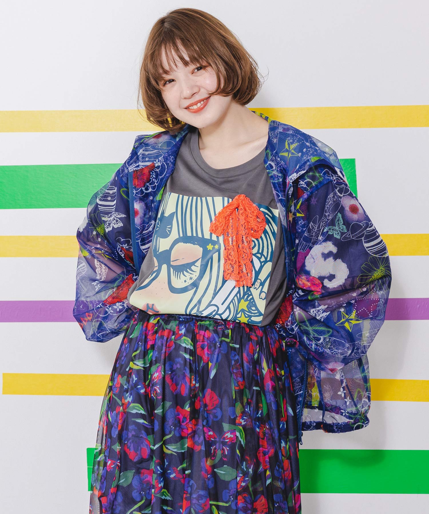 クーポン】【セール 50%OFF】スカラー ScoLar 花柄×宇宙柄