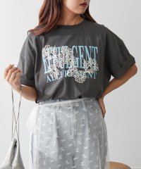NICE CLAUP OUTLET/フラワー&ロゴプリントTシャツ　ゆったり/506126461