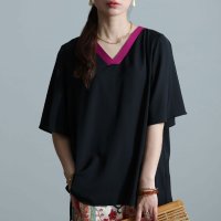 Sawa a la mode/サワアラモード Sawa a la mode コーデを選ばない万能さ配色ライントップス/506167873