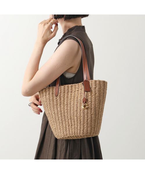 セール】COACH かごバッグ SM STRAW TOTE CQ785(506169553 セール】COACH かごバッグ SM STRAW TOTE CQ785(506169553