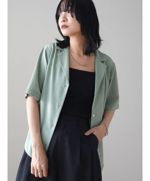 セール 70%OFF】接触冷感 開襟シャツ(506169959) | グリーン