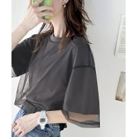 Classical Elf/クラシカルエルフ Classical Elf 《JaVa ジャバコラボ》1枚でレイヤードが完成。チュールレイヤードバックプリントTシャツ/506164307
