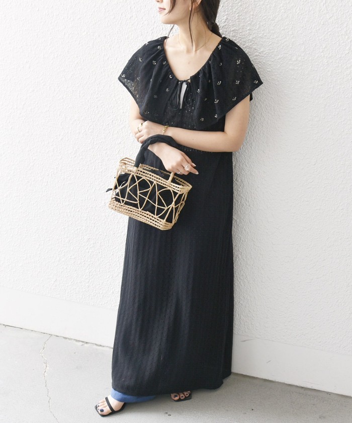 デイジーリンフォクシー　異素材ふんわりワンピース　40 新品　ブラック デイジーリンforフォクシー ワンピース 06147 Daisy Summer