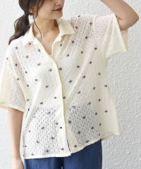 SHIPS any WOMEN/《予約》bon_meur: ビーズ刺繍 透かし編み オープンカラー シャツ/506180782