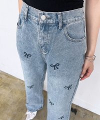 Jewelobe/ジュエローブ Jewelobe リボン刺繍ルーズフィットデニムパンツ/506128349