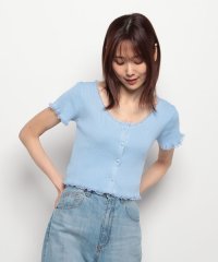 STYLEBLOCK/スタイルブロック STYLEBLOCK レース付きフロントボタン半袖リブニット/506156379