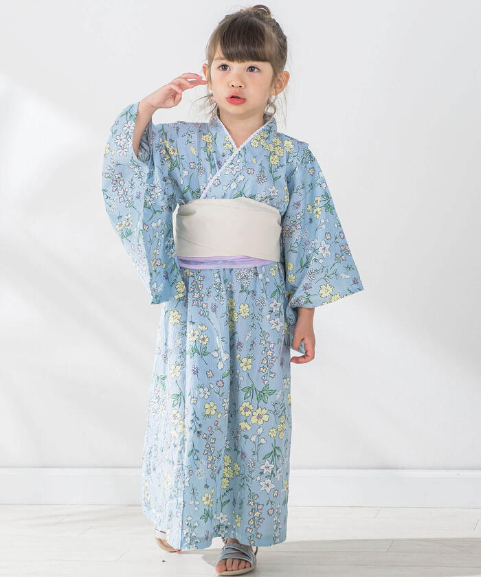 ミキハウス　浴衣　花火柄　帯付　120 ミキハウス浴衣花火柄帯付120