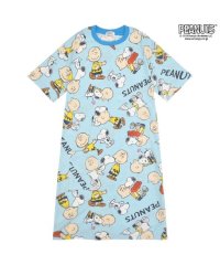  PEANUTS/ピーナッツ PEANUTS スヌーピー Tシャツ 半袖 トップス BIG オーバーサイズ プリント SNOOPY PEANUTS サックス L/506201062