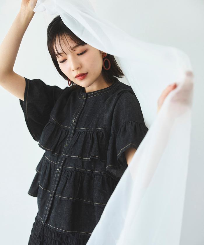 「N.（N. Natural Beauty Basic）」 半袖ブラウス MEDIUM ブラック レディース N.Natural Beauty Basic ブラウス シャツ バックリボンシアー
