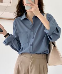 Amulet/アミュレット Amulet ラウンドカラーとろみシャツ レディース 10代 20代 30代 韓国ファッション 春 秋 冬 カジュアル 長袖 シンプル おしゃれ /506209109