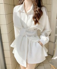 Amulet/アミュレット Amulet ベルトデザインチュニック レディース 10代 20代 30代 韓国ファッション 春 秋 カジュアル 長袖 シンプル おしゃれ 可愛い/506209111