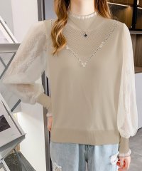 Amulet/アミュレット Amulet レーススリーブブラウス レディース 10代 20代 30代 韓国ファッション 春 秋 カジュアル 長袖 シンプル おしゃれ 可愛い /506209120